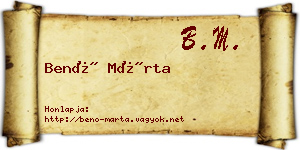 Benő Márta névjegykártya